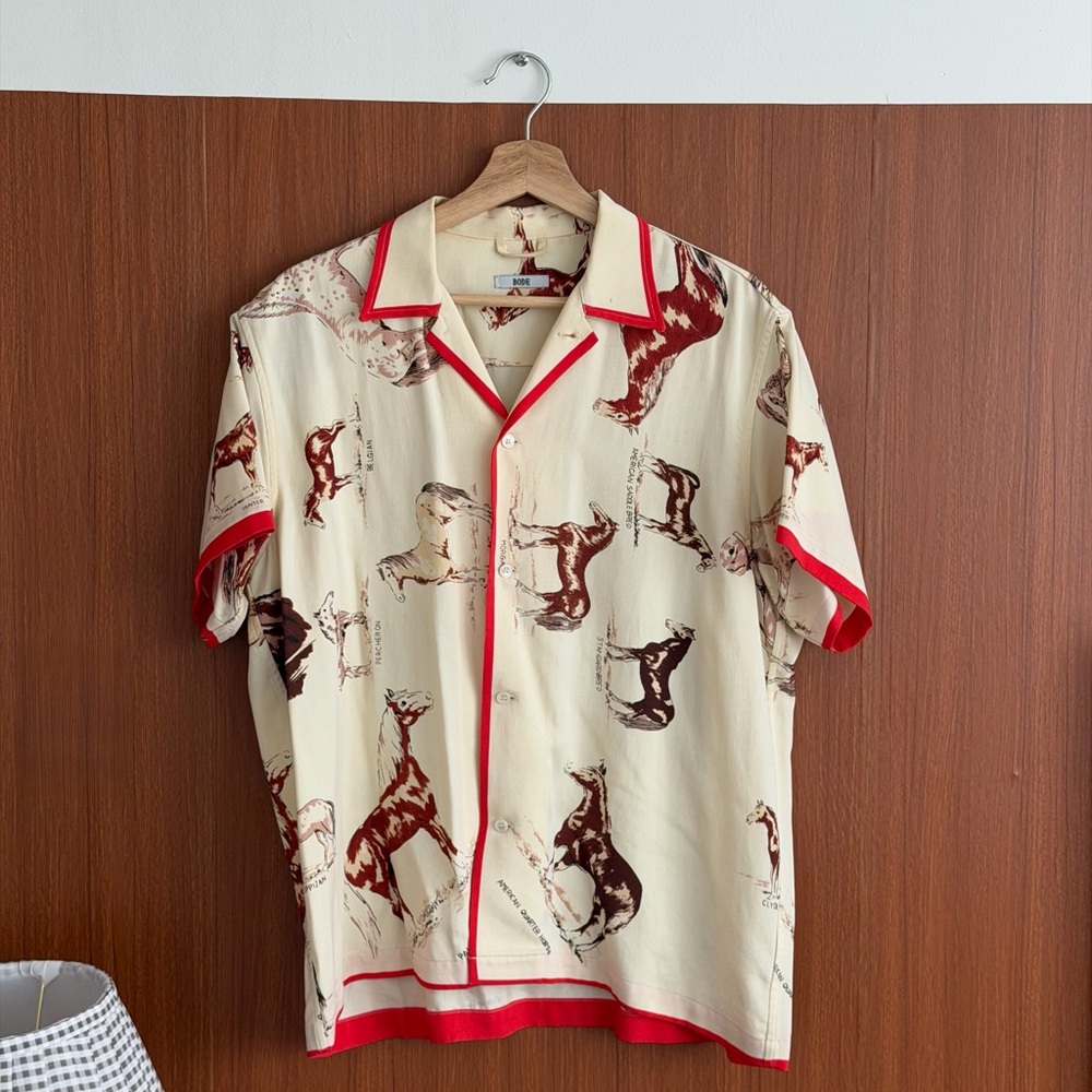 BODE - Contrast-Tipped Printed TENCEL™ Lyocell Shirt - Neutrals